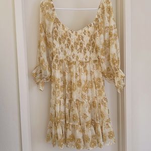 smocked mini dress long sleeve size small